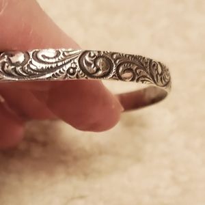 Danecraft Sterling Silver Bracelet Etched Carved Bangle Vintage Beautiful
